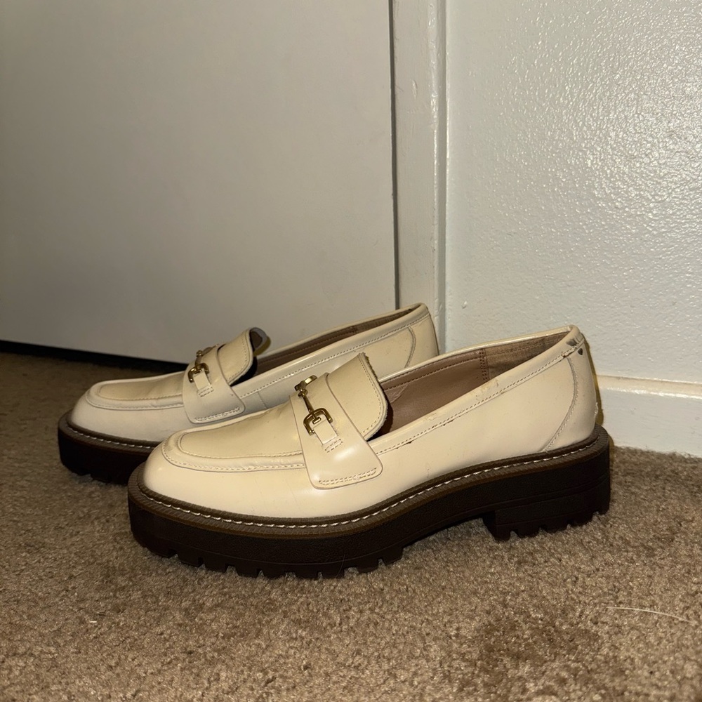 Sam Edelman Cream Loafers with Gold Accent - Picture 3 of 5